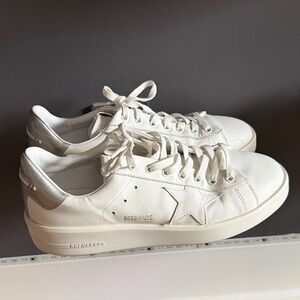 Golden Goose White and Silver Athletic Shoes